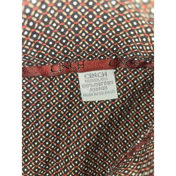 Cinch Mens Button-Up Shirt Large With Geometric Pattern In Brown - Picture 6 of 8